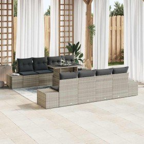 Conjunto de sofá de jardín 7 pcs Gris claro 100 x 55 x 73 cm