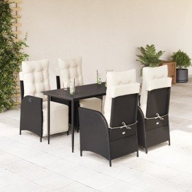 Set de muebles jardín 5 pzas con cojines ratán sintético negro