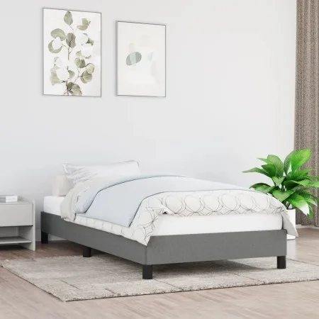 Dark gray fabric bed frame 100x200 cm by vidaXL, Beds and slatted bases - Ref: Foro24-346697, Price: 76,70 €, Discount: %