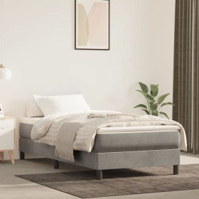 Estructura de cama de terciopelo gris claro 90x190 cm