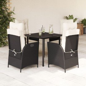 Set de muebles jardín 5 pzas con cojines ratán sintético negro Set de muebles jardín 5 pzas con cojines ratán sintético negro