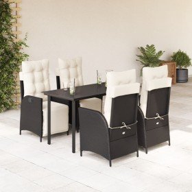 Set de muebles jardín 5 pzas con cojines ratán sintético negro Set de muebles jardín 5 pzas con cojines ratán sintético negro