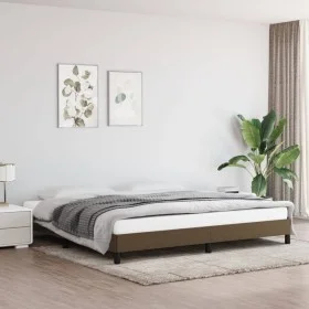 Dark brown fabric bed frame 200x200 cm by vidaXL, Beds and slatted bases - Ref: Foro24-346747, Price: 116,57 €, Discount: %