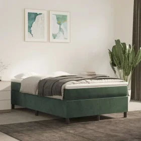 Dark green velvet box spring bed frame 120x200cm by vidaXL, Beds and slatted bases - Ref: Foro24-3121111, Price: 142,24 €, Di...