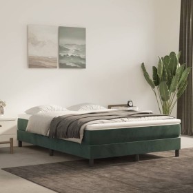 Estructura de cama de terciopelo verde 140x190 cm