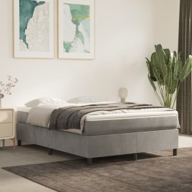 Estructura de cama de terciopelo gris claro 140x190 cm