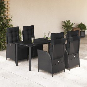 Set de muebles jardín 5 pzas con cojines ratán sintético negro