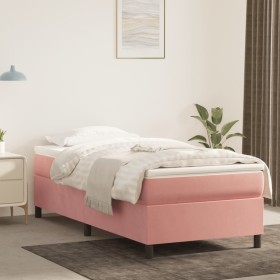 Estructura de cama de terciopelo rosa 90x200 cm