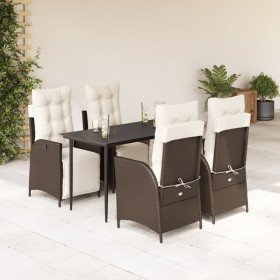 Set comedor de jardín 5 piezas y cojines ratán sintético marrón en Conjuntos de jardín | Comprar online en Foro24