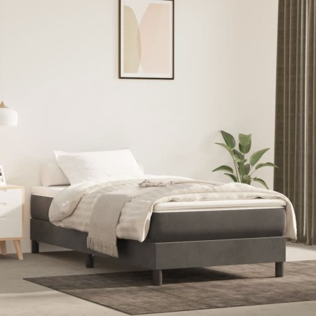 Estructura de cama de terciopelo gris oscuro 90x200 cm de vidaXL, Camas y somieres - Ref: Foro24-3120749, Precio: 76,31 €, De...