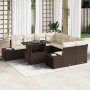 Conjunto de sofá de jardín con cojín 9 pcs Marrón y crema