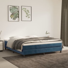 Estructura de cama de terciopelo azul 180x200 cm