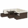 Conjunto de sofá de jardín con cojín 9 pcs Marrón y crema