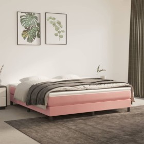 Estructura de cama de terciopelo rosa 160x200 cm