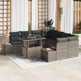 Conjunto de sofá de jardín Manual 9 pcs Gris 100 x 55 x 73 cm