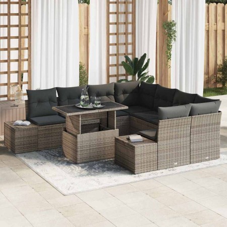 Conjunto de sofá de jardín Manual 9 pcs Gris 100 x 55 x 73 cm