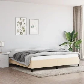 Cream fabric bed frame 200x200 cm by vidaXL, Beds and slatted bases - Ref: Foro24-347095, Price: 126,38 €, Discount: %
