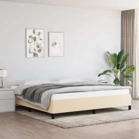 Estructura de cama de tela color crema 200x200 cm de vidaXL, Camas y somieres - Ref: Foro24-347095, Precio: 128,15 €, Descuen...