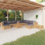 Juego muebles de jardín 12 piezas y cojines madera maciza teca