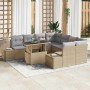Conjunto de sofá de jardín con cojín 9 pcs beige y gris claro