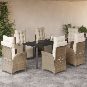 Set comedor de jardín 7 pzas con cojines ratán sintético beige en Conjuntos de jardín | Comprar online en Foro24