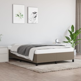 Estructura de cama de tela gris taupe 140x190 cm