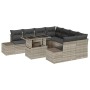 Conjunto de sofá de jardín 9 pcs Gris claro 100 x 55 x 73 cm