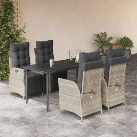 Set comedor de jardín 5 pzas cojines ratán sintético gris claro