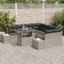Conjunto de sofá de jardín 9 pcs Gris claro 100 x 55 x 73 cm