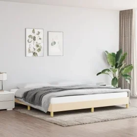 Cream fabric bed frame 200x200 cm by vidaXL, Beds and slatted bases - Ref: Foro24-346847, Price: 115,03 €, Discount: %