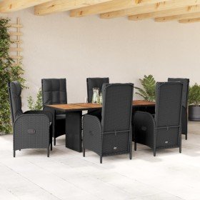 Set de comedor de jardín 7 pzas y cojines ratán sintético negro en Conjuntos de jardín | Comprar online en Foro24