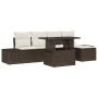 Conjunto de sofá de jardín con cojín 6 pcs Marrón y crema