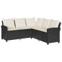 Set de sofás de jardín en forma de L con cojines 6 pzas negro