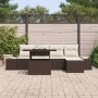 Conjunto de sofá de jardín con cojín 6 pcs Marrón y crema