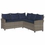 Set de sofás de jardín en forma de L con cojines 6 pzas gris