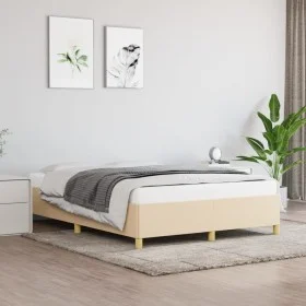 Cream fabric bed frame 140x200 cm by vidaXL, Beds and slatted bases - Ref: Foro24-347170, Price: 122,78 €, Discount: %