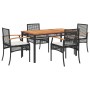 Set de muebles jardín 5 pzas con cojines ratán sintético negro