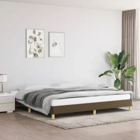 Dark brown fabric bed frame 200x200 cm by vidaXL, Beds and slatted bases - Ref: Foro24-346845, Price: 114,26 €, Discount: %