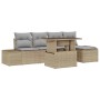 Conjunto de sofá de jardín con cojín 6 pcs beige y gris claro