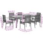 Set comedor jardín 7 pzas y cojines ratán sintético gris