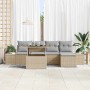 Conjunto de sofá de jardín con cojín 6 pcs beige y gris claro