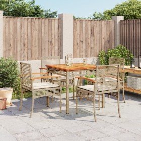 Set comedor de jardín 5 pzas con cojines ratán sintético beige en Conjuntos de jardín | Comprar online en Foro24