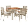 Set comedor de jardín 5 pzas con cojines ratán sintético beige