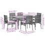 Set comedor de jardín 7 pzas con cojines ratán sintético beige