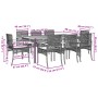 Set comedor de jardín 9 pzas con cojines ratán sintético beige