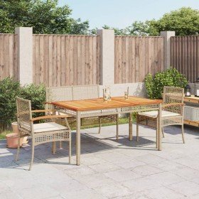 Set de comedor jardín con cojines 4 pzas ratán sintético beige en Conjuntos de jardín | Comprar online en Foro24
