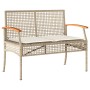 Set de comedor jardín con cojines 4 pzas ratán sintético beige