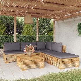 Juego muebles de jardín 6 piezas y cojines madera maciza teca de vidaXL, Conjuntos de jardín - Ref: Foro24-3100896, Precio: 1...