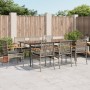 Set comedor jardín 9 pzas y cojines ratán sintético gris