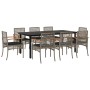 Set comedor jardín 9 pzas y cojines ratán sintético gris